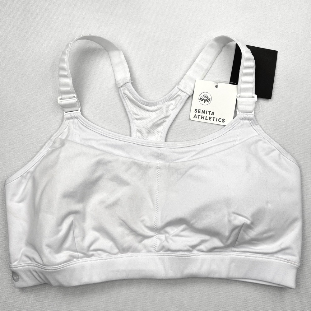 Senita Athletics Sports Bra Womens XL NWT White Sarah High Impact Racerback Gym